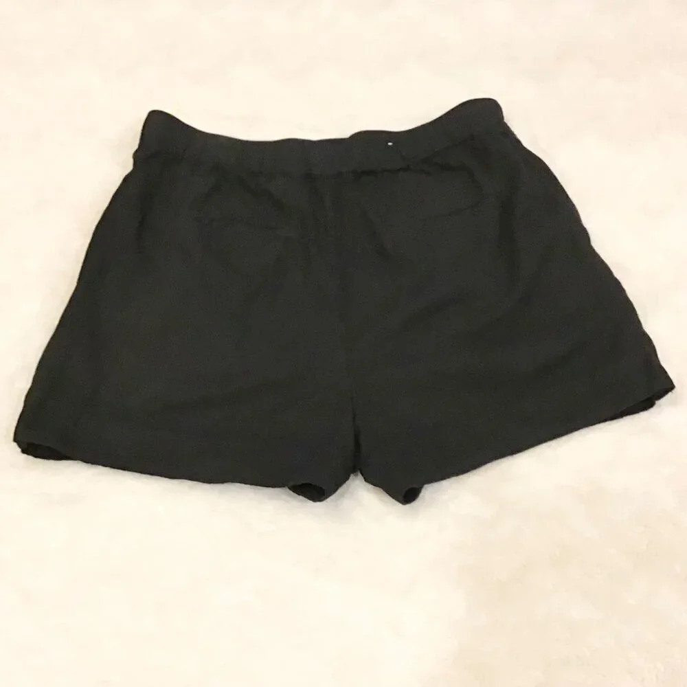 Joie Medium Pleated Linen Blend Women’s Black Shorts High Rise Pockets